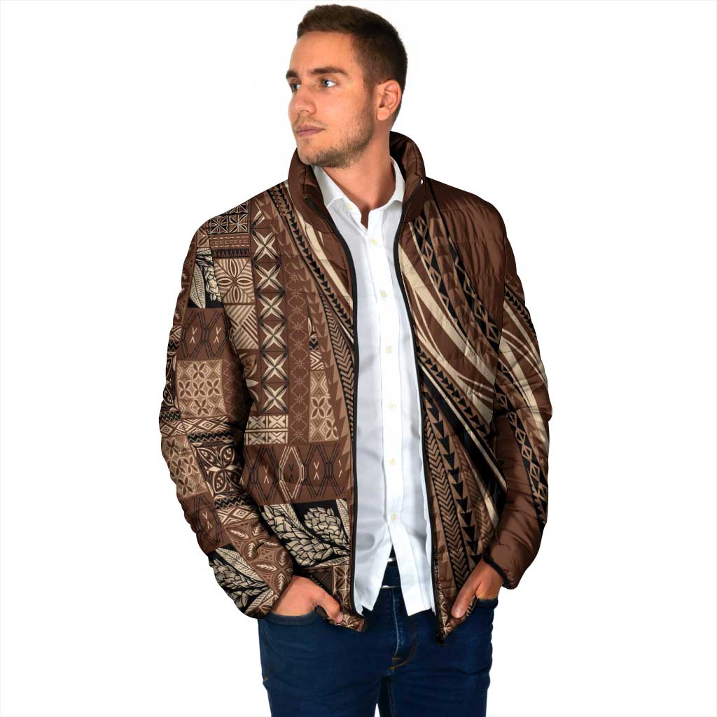 Pasifika Women's Day - Samoa Siapo Malu Tattoo Inspired Padded Jacket Brown LT7 - Polynesian Pride