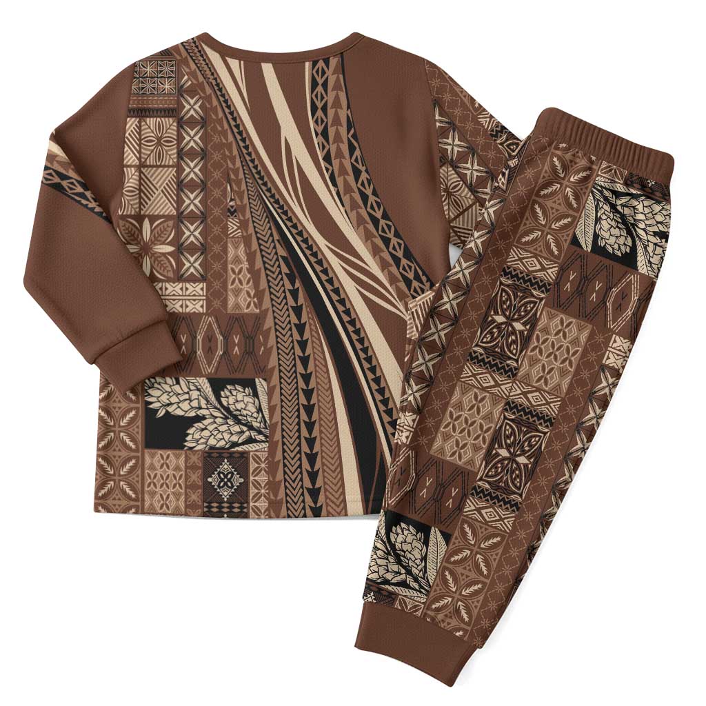 Pasifika Women's Day - Samoa Siapo Malu Tattoo Inspired Pajama Set Brown LT7 - Polynesian Pride