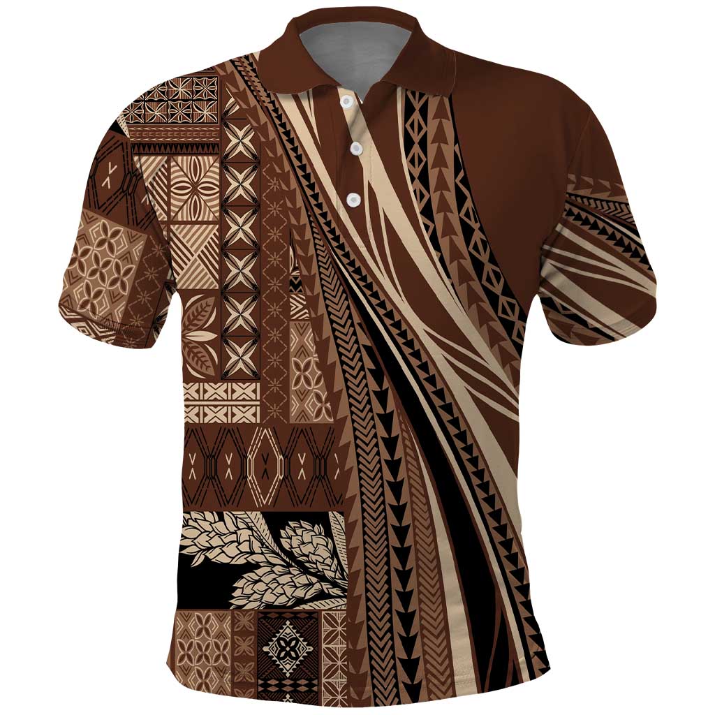 Pasifika Women's Day - Samoa Siapo Malu Tattoo Inspired Polo Shirt Brown LT7 Brown - Polynesian Pride