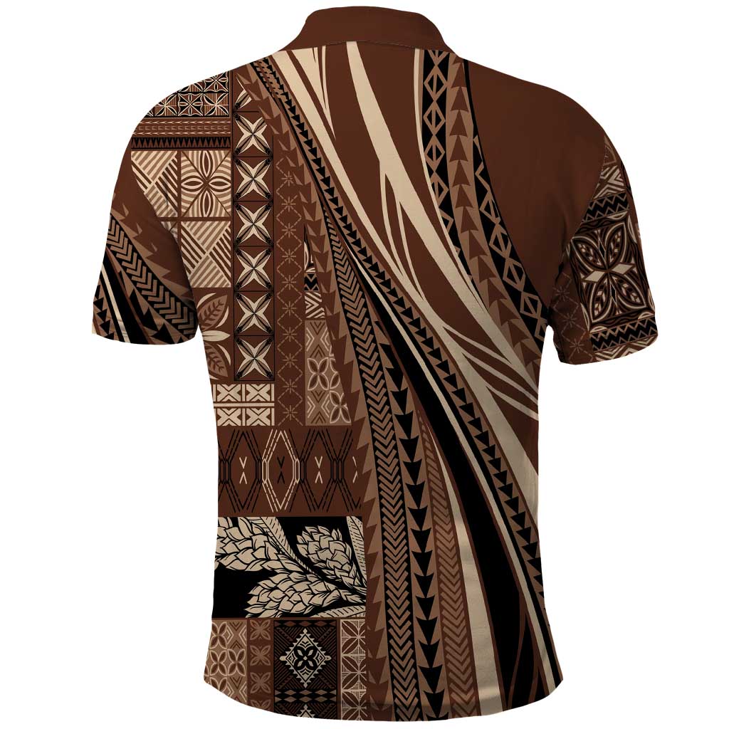 Pasifika Women's Day - Samoa Siapo Malu Tattoo Inspired Polo Shirt Brown LT7 - Polynesian Pride