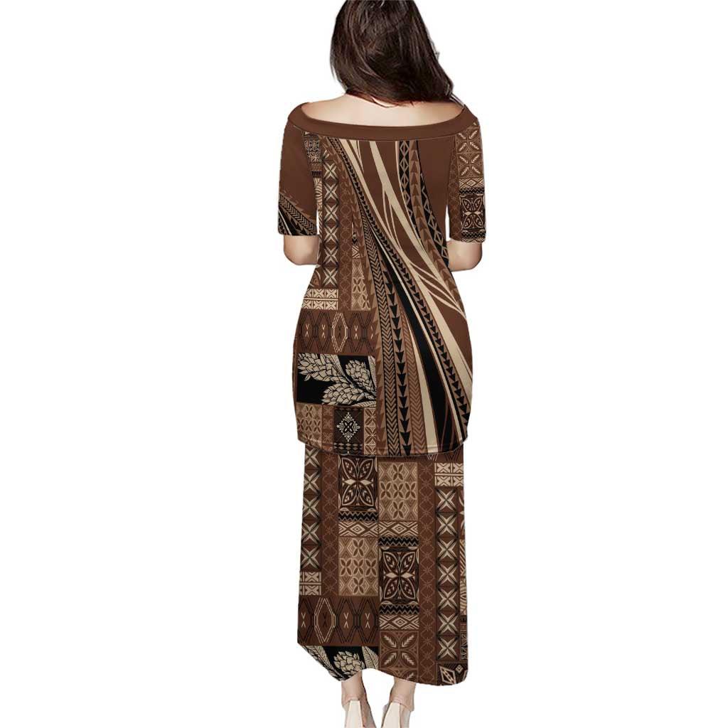 Pasifika Women's Day - Samoa Siapo Malu Tattoo Inspired Puletasi Brown LT7 - Polynesian Pride