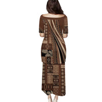 Pasifika Women's Day - Samoa Siapo Malu Tattoo Inspired Puletasi Brown LT7 - Polynesian Pride
