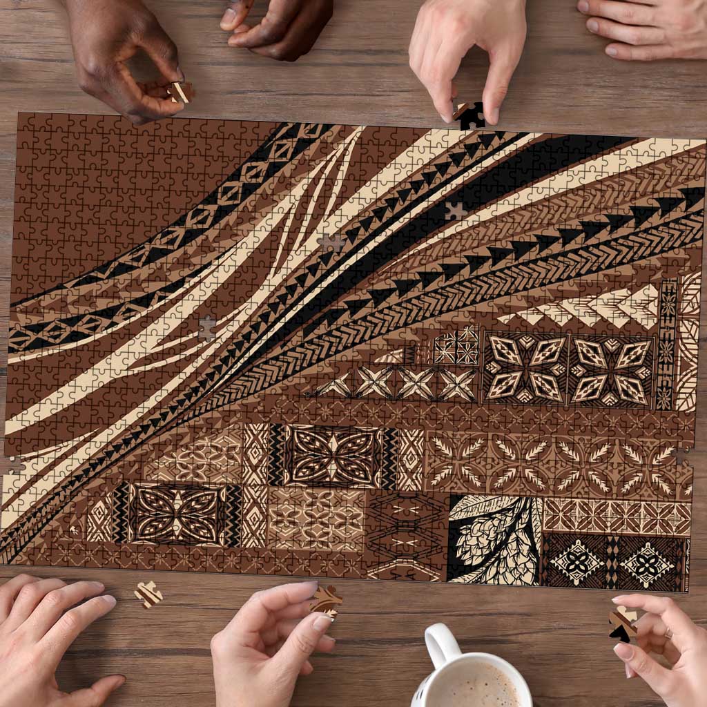 Pasifika Women's Day - Samoa Siapo Malu Tattoo Inspired Puzzle Brown LT7 - Polynesian Pride