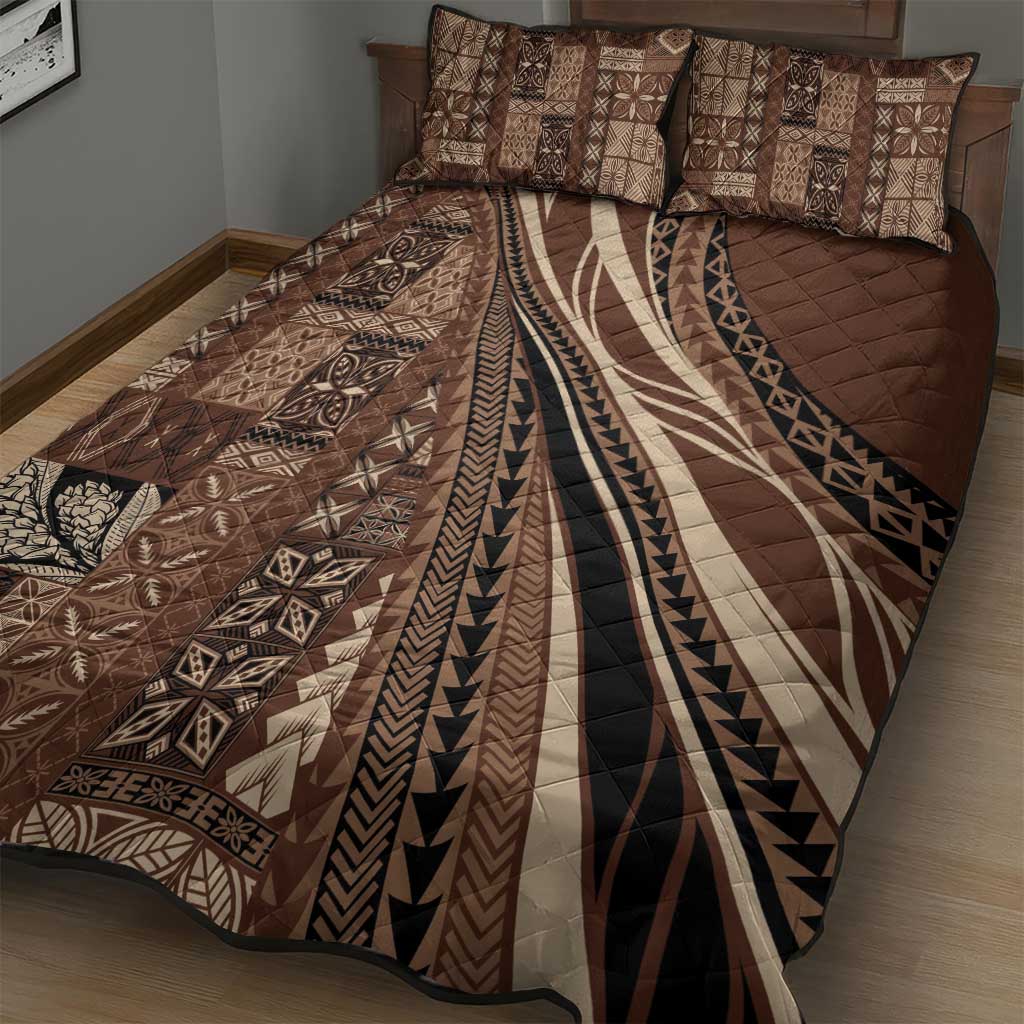 Pasifika Women's Day - Samoa Siapo Malu Tattoo Inspired Quilt Bed Set Brown LT7 - Polynesian Pride