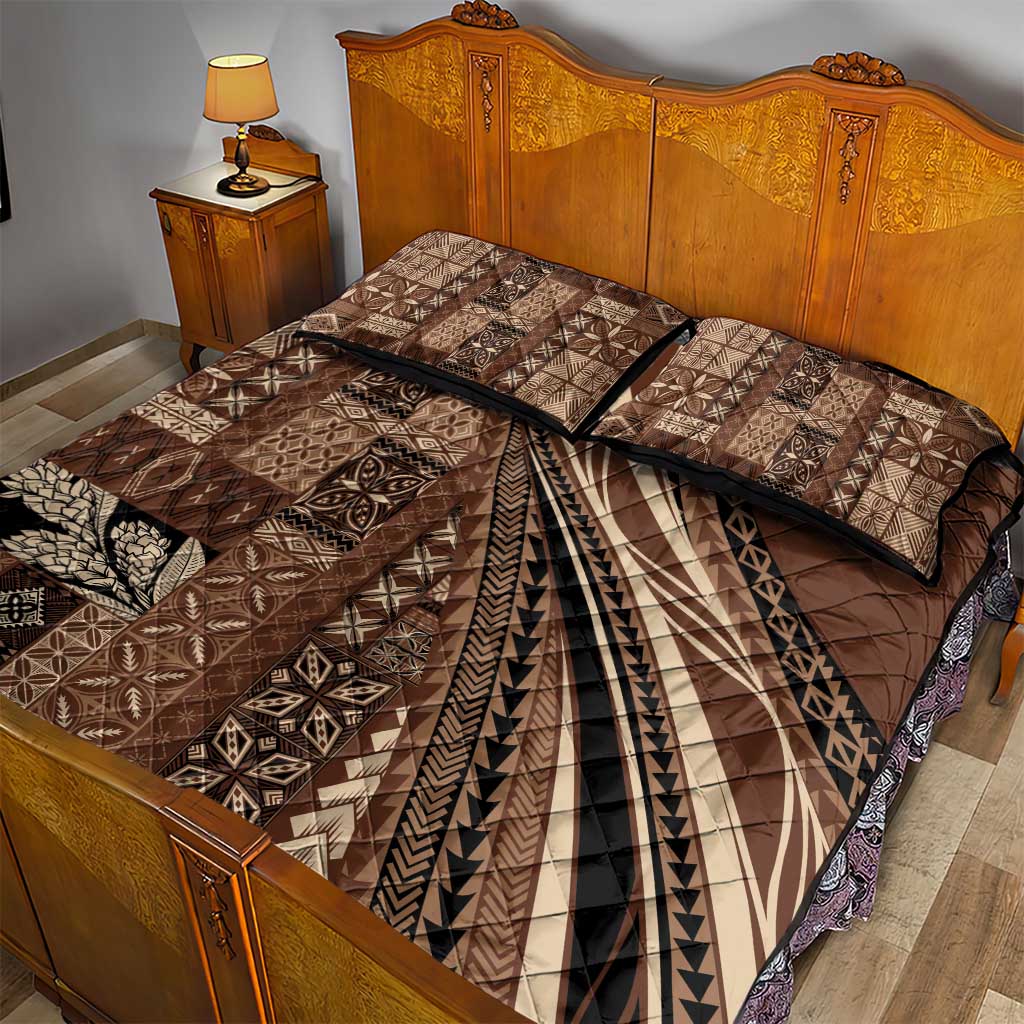 Pasifika Women's Day - Samoa Siapo Malu Tattoo Inspired Quilt Bed Set Brown LT7 - Polynesian Pride