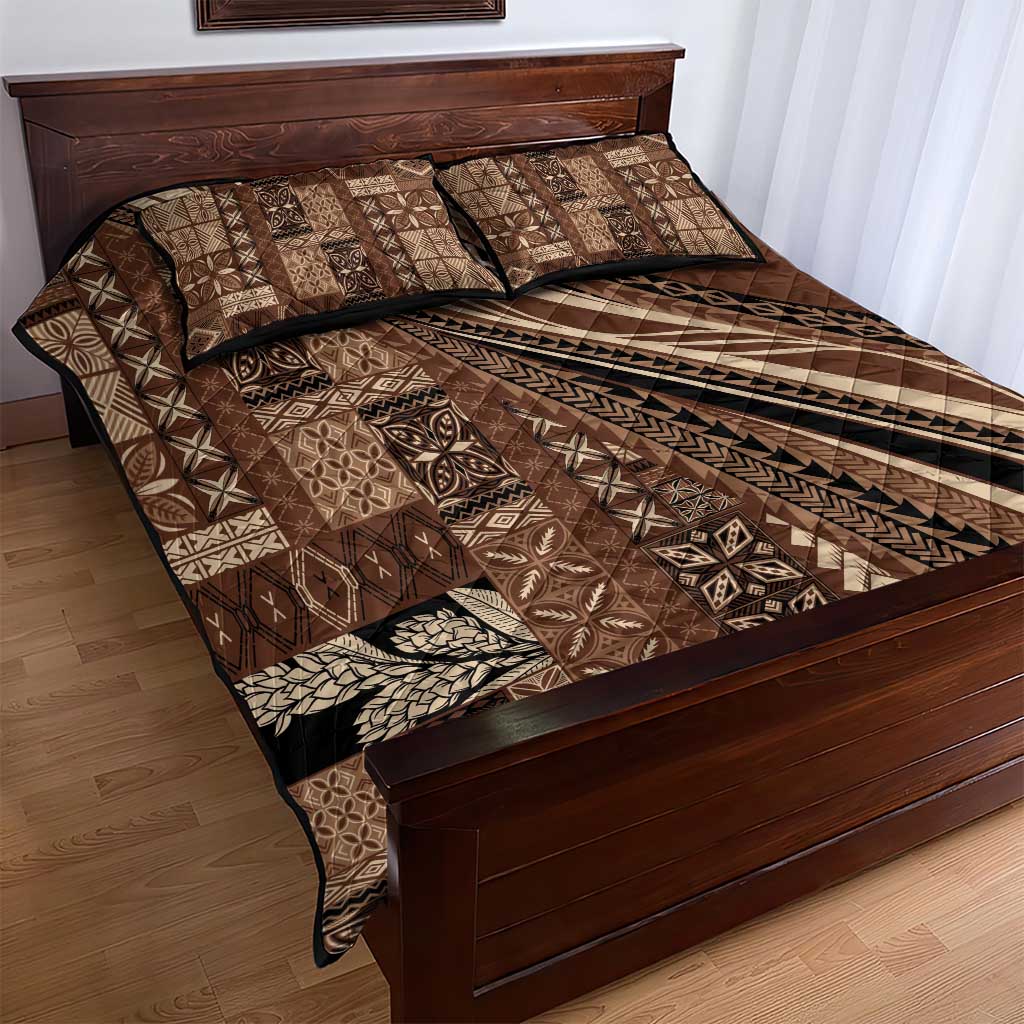 Pasifika Women's Day - Samoa Siapo Malu Tattoo Inspired Quilt Bed Set Brown LT7 - Polynesian Pride