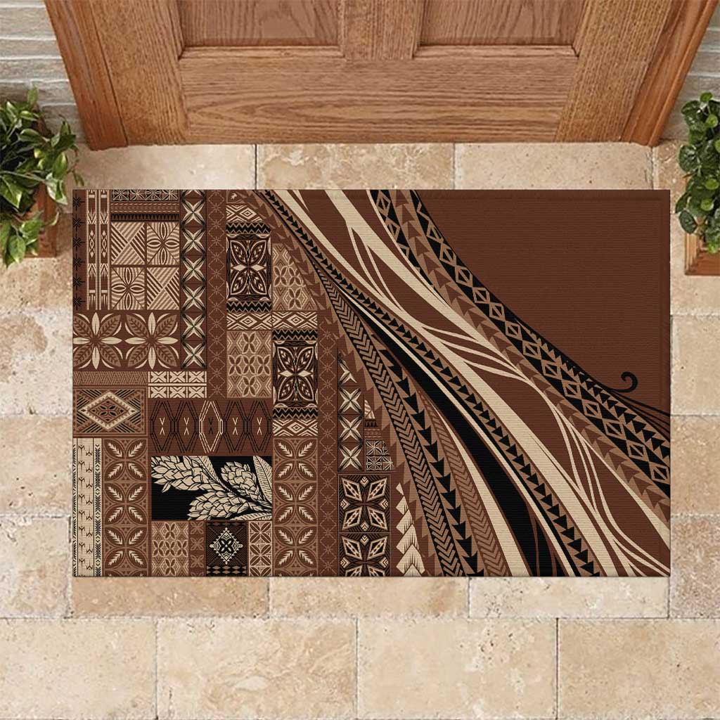 Pasifika Women's Day - Samoa Siapo Malu Tattoo Inspired Rubber Doormat Brown LT7 Brown - Polynesian Pride