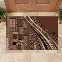 Pasifika Women's Day - Samoa Siapo Malu Tattoo Inspired Rubber Doormat Brown LT7 Brown - Polynesian Pride