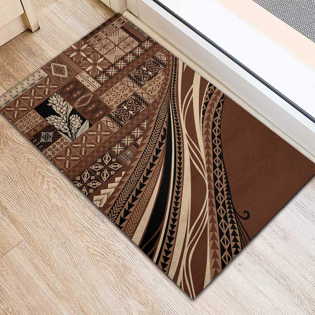 Pasifika Women's Day - Samoa Siapo Malu Tattoo Inspired Rubber Doormat Brown LT7 - Polynesian Pride