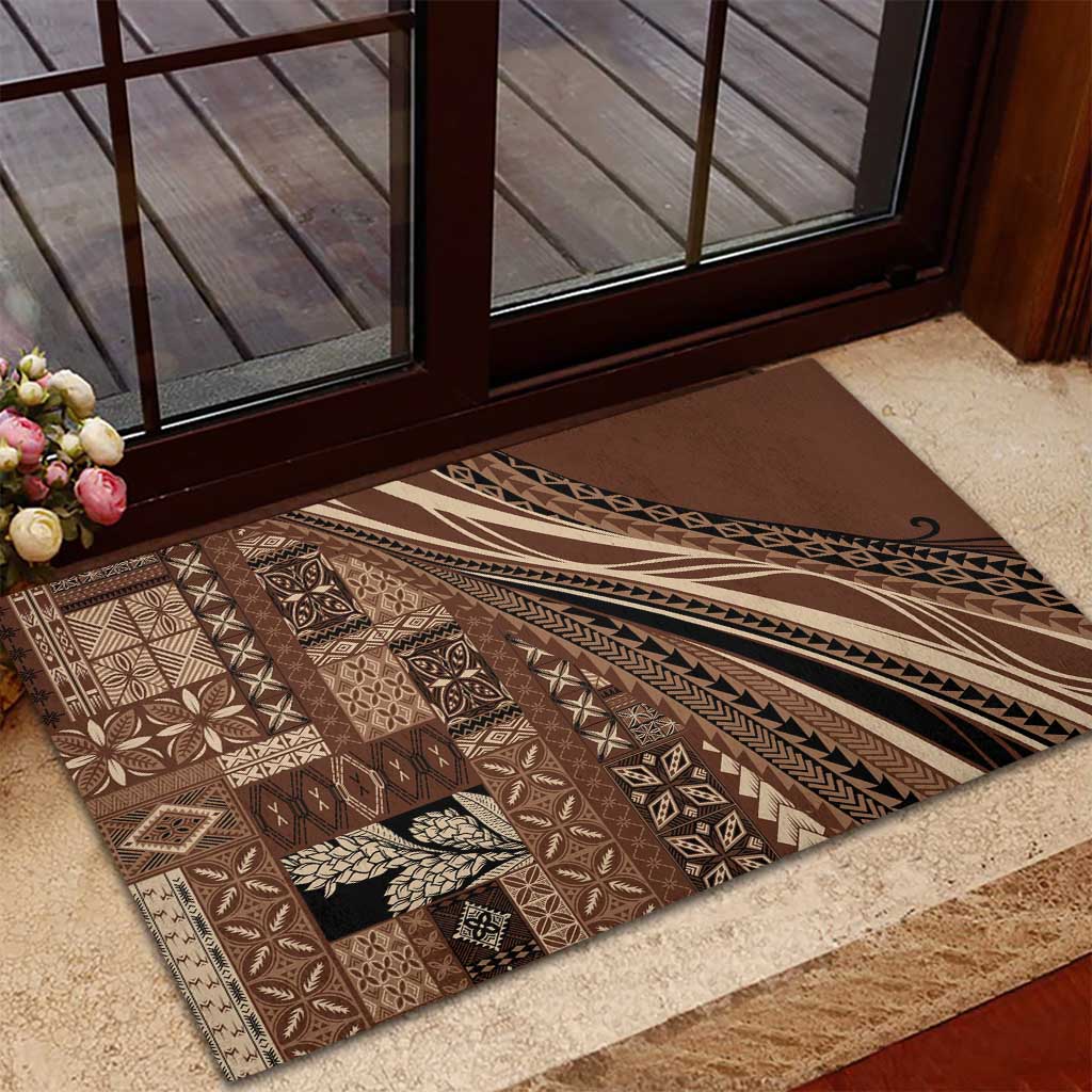Pasifika Women's Day - Samoa Siapo Malu Tattoo Inspired Rubber Doormat Brown LT7 - Polynesian Pride