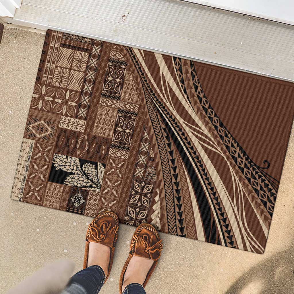 Pasifika Women's Day - Samoa Siapo Malu Tattoo Inspired Rubber Doormat Brown LT7 - Polynesian Pride