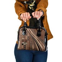 Pasifika Women's Day - Samoa Siapo Malu Tattoo Inspired Shoulder Handbag Brown LT7 One Size Brown - Polynesian Pride