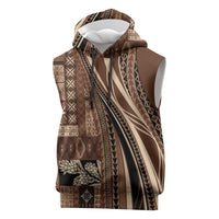Pasifika Women's Day - Samoa Siapo Malu Tattoo Inspired Sleeveless Hoodie Brown LT7 Brown - Polynesian Pride