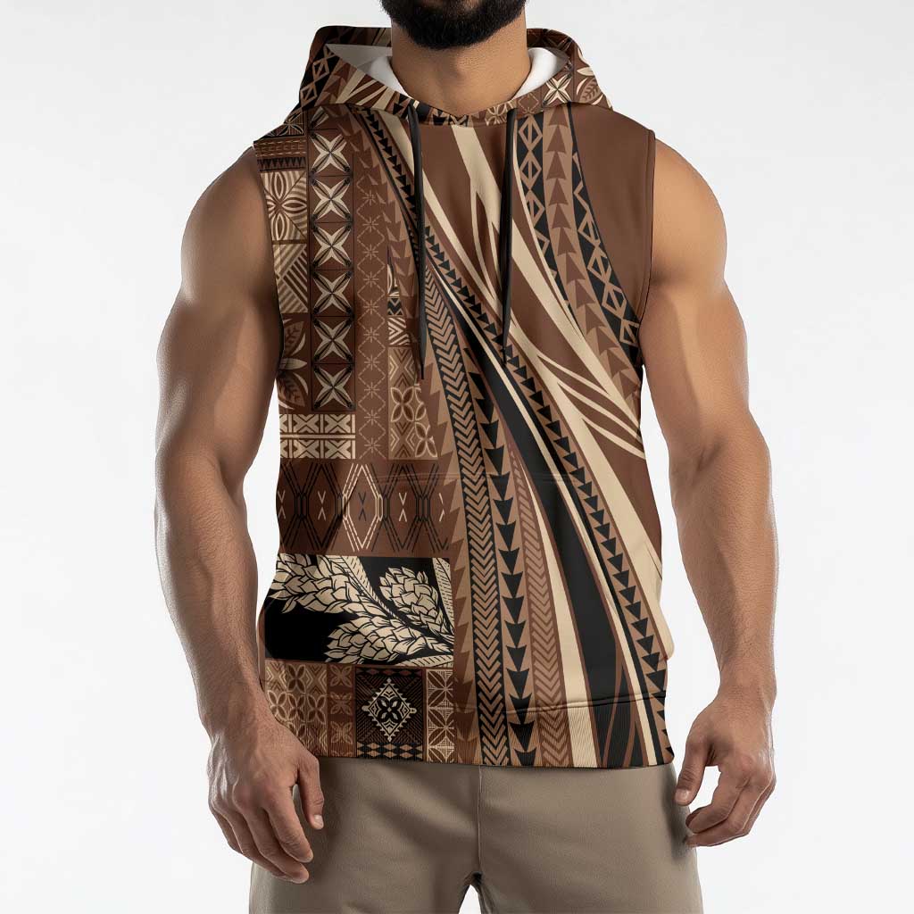 Pasifika Women's Day - Samoa Siapo Malu Tattoo Inspired Sleeveless Hoodie Brown LT7 - Polynesian Pride