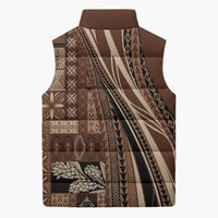 Pasifika Women's Day - Samoa Siapo Malu Tattoo Inspired Sleeveless Puffer Jacket Brown LT7 - Polynesian Pride