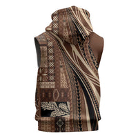 Pasifika Women's Day - Samoa Siapo Malu Tattoo Inspired Sleeveless Zip Hoodie Brown LT7 - Polynesian Pride