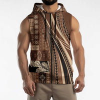 Pasifika Women's Day - Samoa Siapo Malu Tattoo Inspired Sleeveless Zip Hoodie Brown LT7 - Polynesian Pride