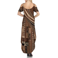 Pasifika Women's Day - Samoa Siapo Malu Tattoo Inspired Summer Maxi Dress Brown LT7 - Polynesian Pride