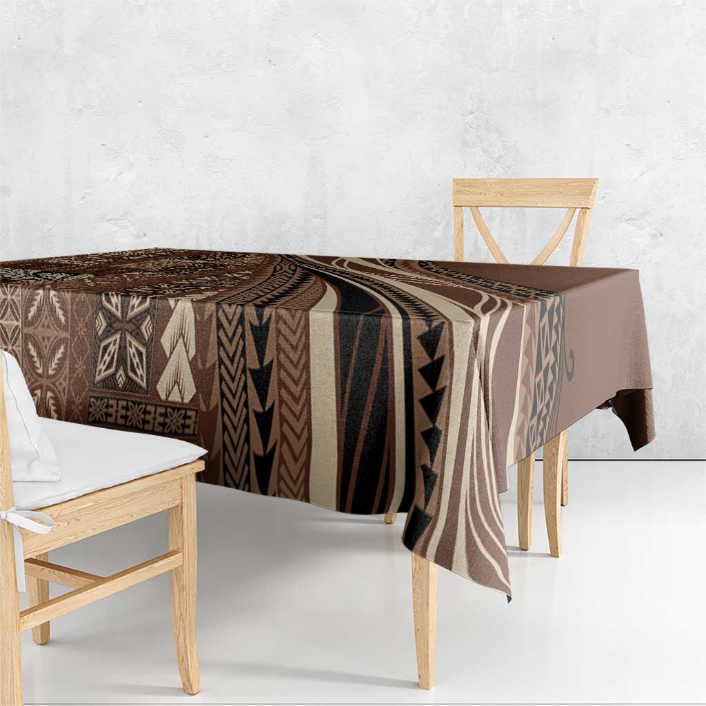 Pasifika Women's Day - Samoa Siapo Malu Tattoo Inspired Tablecloth Brown LT7 - Polynesian Pride