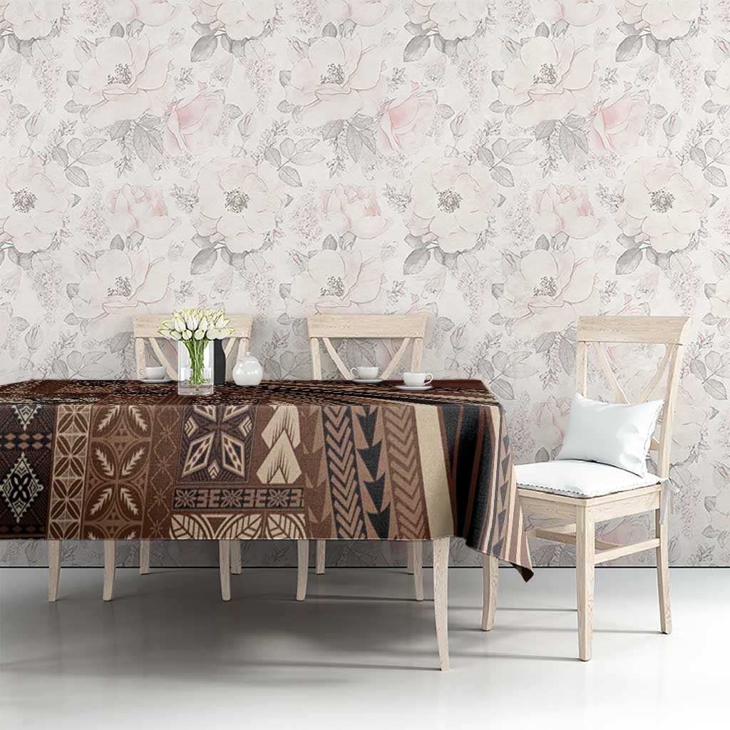 Pasifika Women's Day - Samoa Siapo Malu Tattoo Inspired Tablecloth Brown LT7 - Polynesian Pride