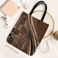 Pasifika Women's Day - Samoa Siapo Malu Tattoo Inspired Tote Bag Brown LT7 Black Strap One Size Brown - Polynesian Pride