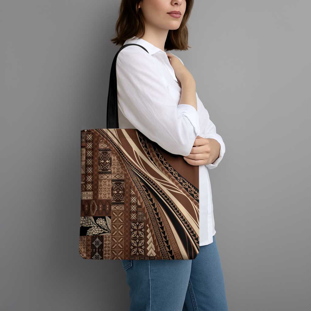 Pasifika Women's Day - Samoa Siapo Malu Tattoo Inspired Tote Bag Brown LT7 - Polynesian Pride
