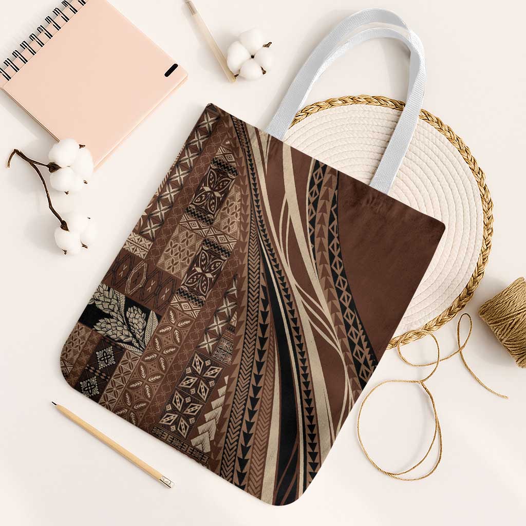 Pasifika Women's Day - Samoa Siapo Malu Tattoo Inspired Tote Bag Brown LT7 White Strap One Size Brown - Polynesian Pride