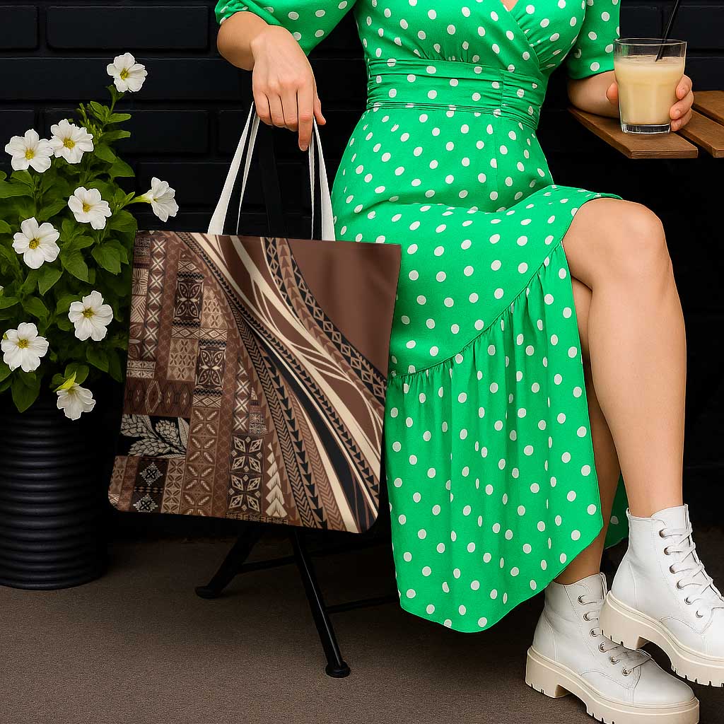 Pasifika Women's Day - Samoa Siapo Malu Tattoo Inspired Tote Bag Brown LT7 - Polynesian Pride