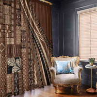 Pasifika Women's Day - Samoa Siapo Malu Tattoo Inspired Window Curtain Brown LT7 - Polynesian Pride