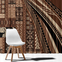 Pasifika Women's Day - Samoa Siapo Malu Tattoo Inspired Window Curtain Brown LT7 - Polynesian Pride