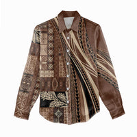 Pasifika Women's Day - Samoa Siapo Malu Tattoo Inspired Women Casual Shirt Brown LT7 - Polynesian Pride