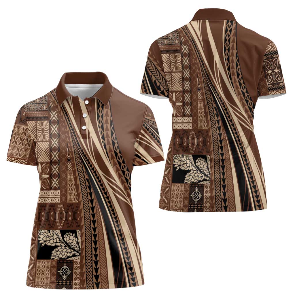 Pasifika Women's Day - Samoa Siapo Malu Tattoo Inspired Women Polo Shirt Brown LT7 - Polynesian Pride