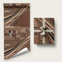 Pasifika Women's Day - Samoa Siapo Malu Tattoo Inspired Wrapping Paper Brown LT7 58" × 23" Brown - Polynesian Pride