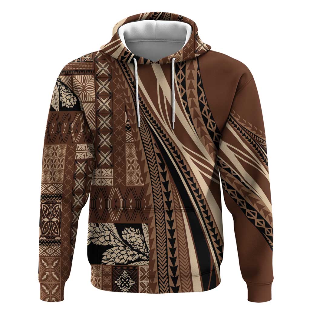 Pasifika Women's Day - Samoa Siapo Malu Tattoo Inspired Zip Hoodie Brown LT7 Pullover Hoodie Brown - Polynesian Pride