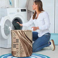 Pasifika Women's Day - Samoa Siapo Malu Tattoo Inspired Laundry Basket Beige LT7 - Polynesian Pride