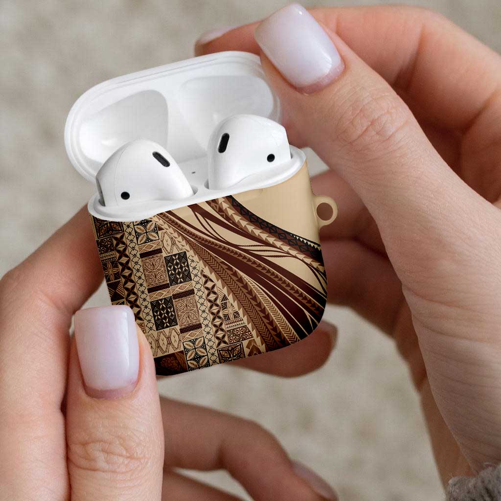 Pasifika Women's Day - Samoa Siapo Malu Tattoo Inspired AirPods Case Beige LT7 - Polynesian Pride