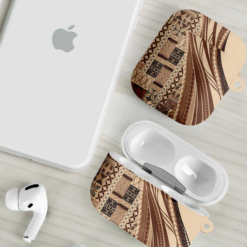 Pasifika Women's Day - Samoa Siapo Malu Tattoo Inspired AirPods Case Beige LT7 - Polynesian Pride