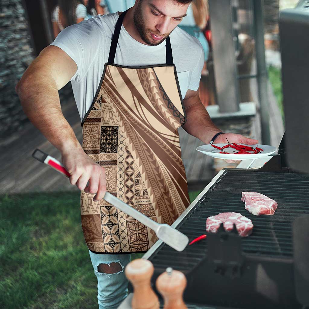 Pasifika Women's Day - Samoa Siapo Malu Tattoo Inspired Apron Beige LT7 - Polynesian Pride