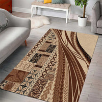 Pasifika Women's Day - Samoa Siapo Malu Tattoo Inspired Area Rug Beige LT7 - Polynesian Pride