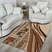 Pasifika Women's Day - Samoa Siapo Malu Tattoo Inspired Area Rug Beige LT7 - Polynesian Pride