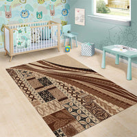 Pasifika Women's Day - Samoa Siapo Malu Tattoo Inspired Area Rug Beige LT7 - Polynesian Pride
