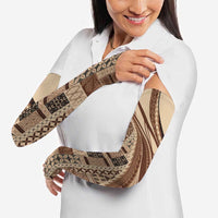 Pasifika Women's Day - Samoa Siapo Malu Tattoo Inspired Arm Sleeves Beige LT7 - Polynesian Pride