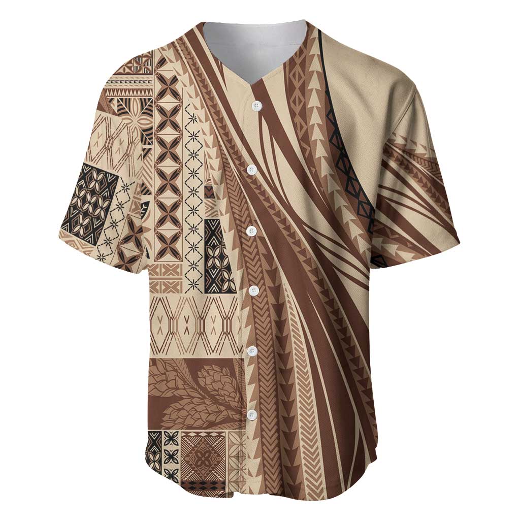 Pasifika Women's Day - Samoa Siapo Malu Tattoo Inspired Baseball Jersey Beige