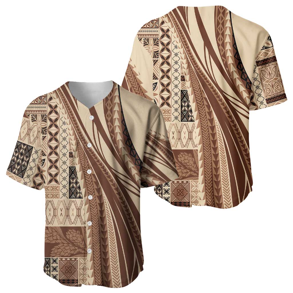 Pasifika Women's Day - Samoa Siapo Malu Tattoo Inspired Baseball Jersey Beige