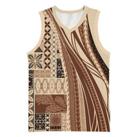 Pasifika Women's Day - Samoa Siapo Malu Tattoo Inspired Basketball Jersey Beige LT7 Unisex Beige - Polynesian Pride