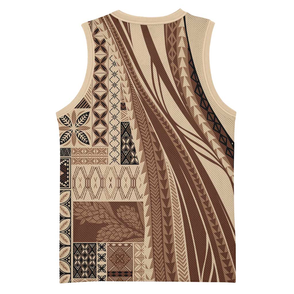 Pasifika Women's Day - Samoa Siapo Malu Tattoo Inspired Basketball Jersey Beige LT7 - Polynesian Pride