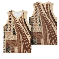 Pasifika Women's Day - Samoa Siapo Malu Tattoo Inspired Basketball Jersey Beige LT7 - Polynesian Pride