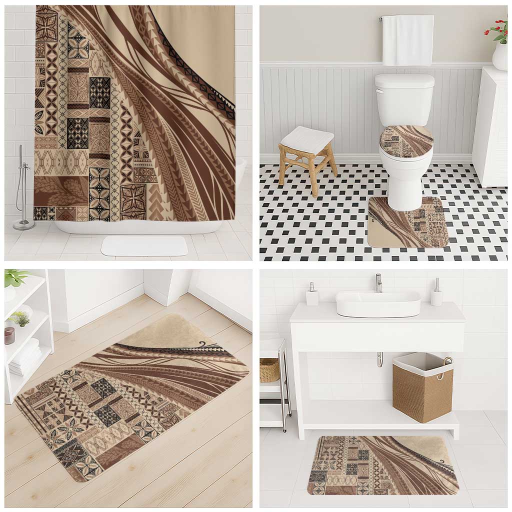 Pasifika Women's Day - Samoa Siapo Malu Tattoo Inspired Bathroom Set Beige LT7 - Polynesian Pride