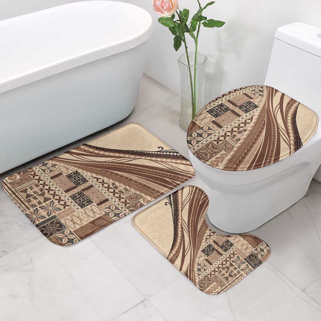 Pasifika Women's Day - Samoa Siapo Malu Tattoo Inspired Bathroom Set Beige LT7 - Polynesian Pride