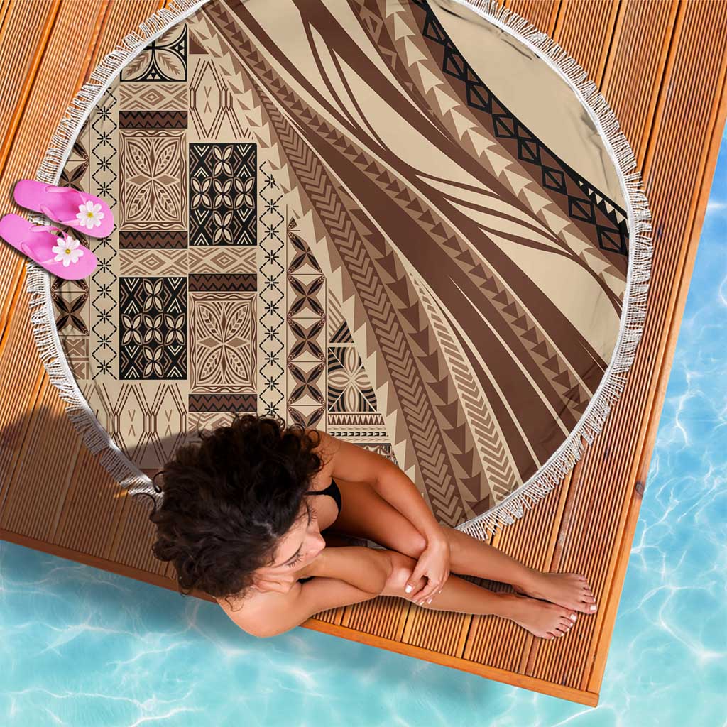 Pasifika Women's Day - Samoa Siapo Malu Tattoo Inspired Beach Blanket Beige LT7 - Polynesian Pride